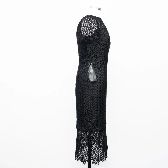 Kay Unger Tatum Floral Lace Midi Dress.